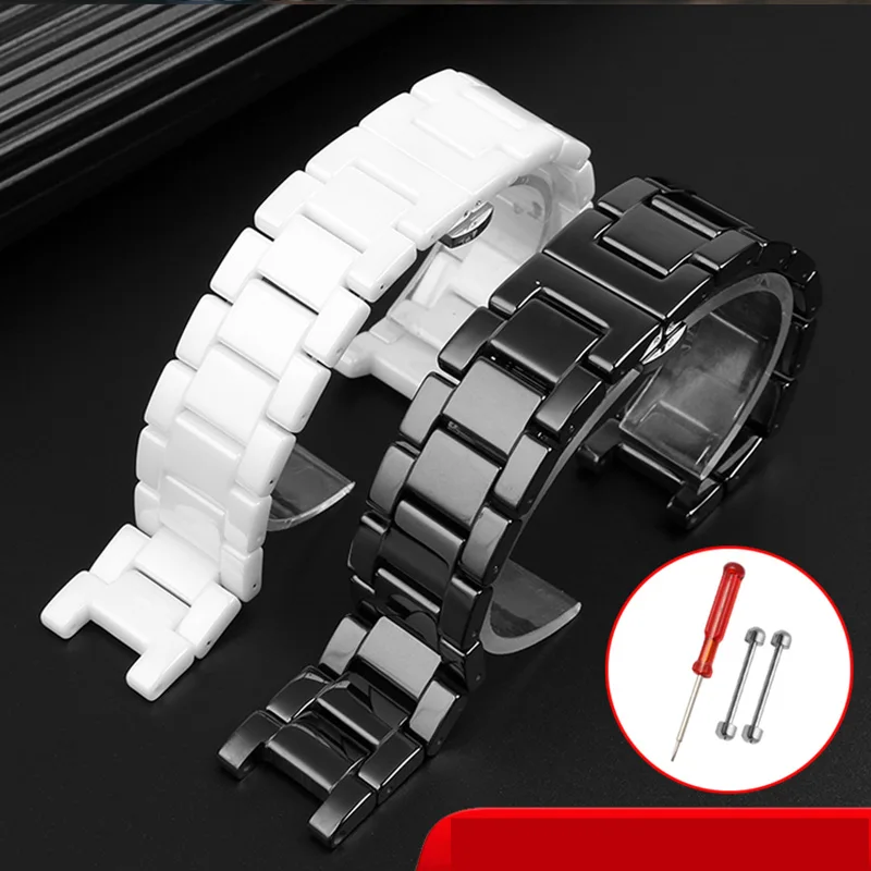 

Notched ceramic strap 20*12mm for MK watchband women's sky star Parker series MK6986 MK6985 MK5896 ceramic Wristband Bracelet