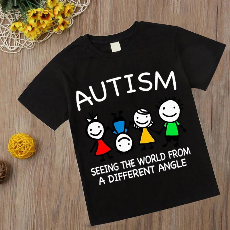 autism Boys T Shirt Short Sleeves Cotton Tops Girls Baby Children Clothing Summer Tshirt Dinosaur Tee Toddler Clothes 2-14 Years