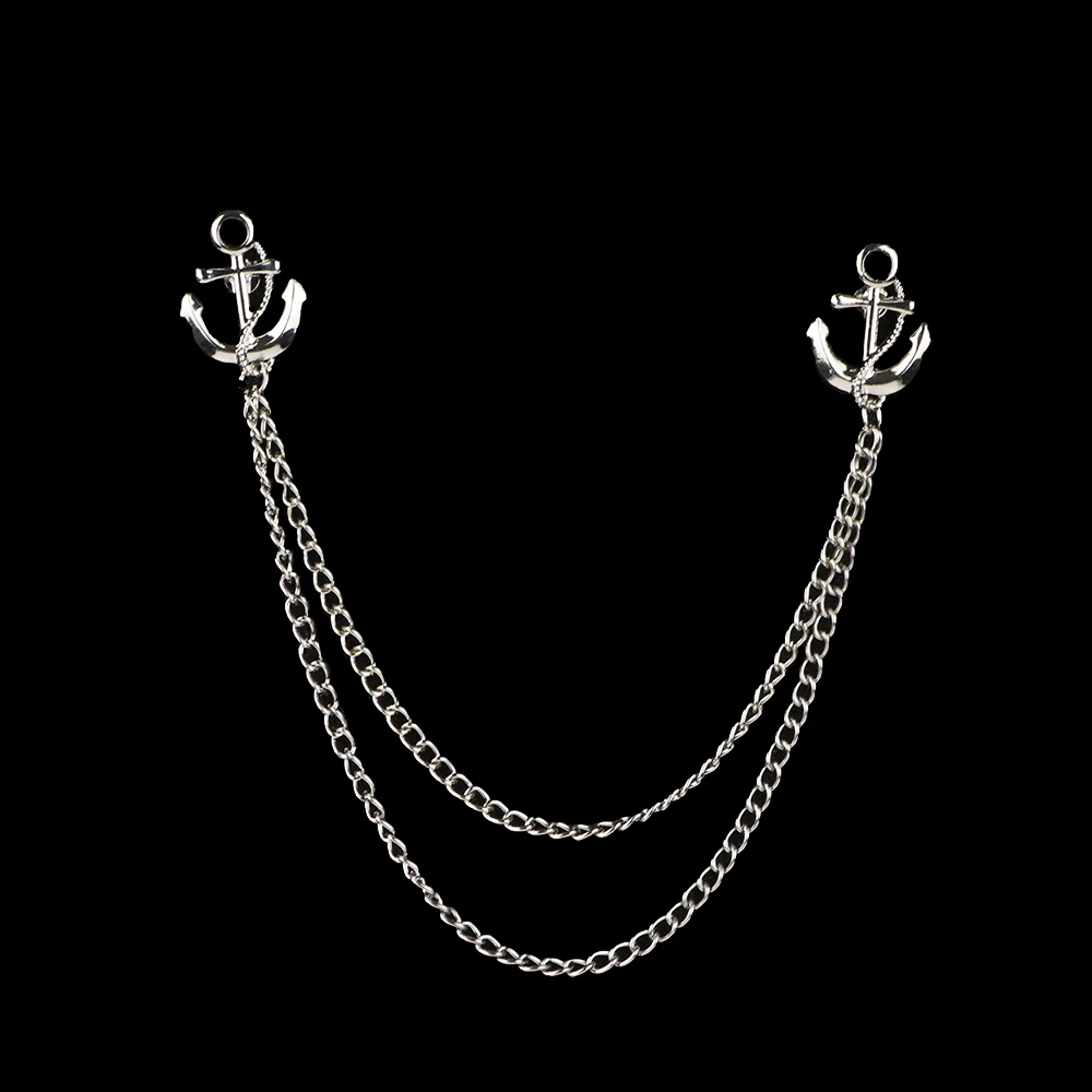 Fashion  Tassel Brooch For Men Suit Shirt Collar Crystal Cross, heart, spades Lapel Pin Wedding Accessories