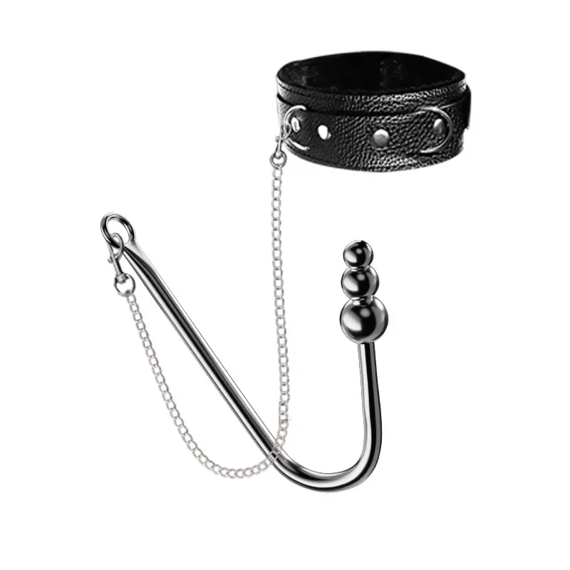Adjustable Faux Leather Neck Collar Set, Metal Anal Plug, Couple Intimate Play Kit, Adult Personal Accessory for Home Use view 3