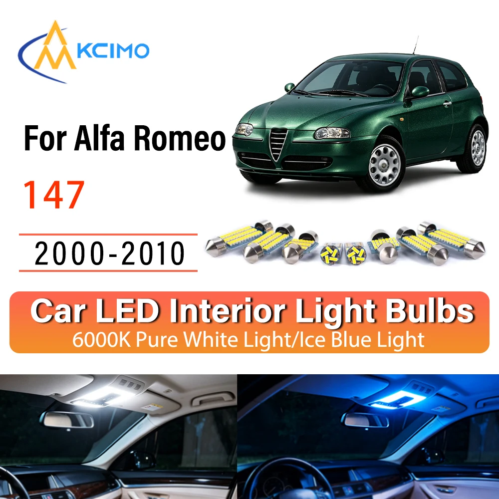 Super Bright LED Interior Lights For Alfa Romeo 147 2000-2010 Long Lasting, Well-Made Blue Light, White Light Kit Quick Setup