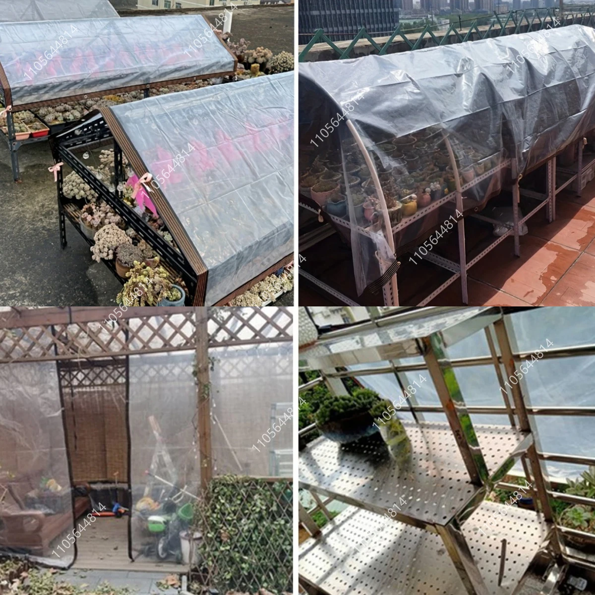 Transparente PE-Plane, winddichter Terrassenvorhang, wasserdichter transparenter Pergola-Sichtschutz mit verstärkten Ösen für den Garten im Freien – Detail 4