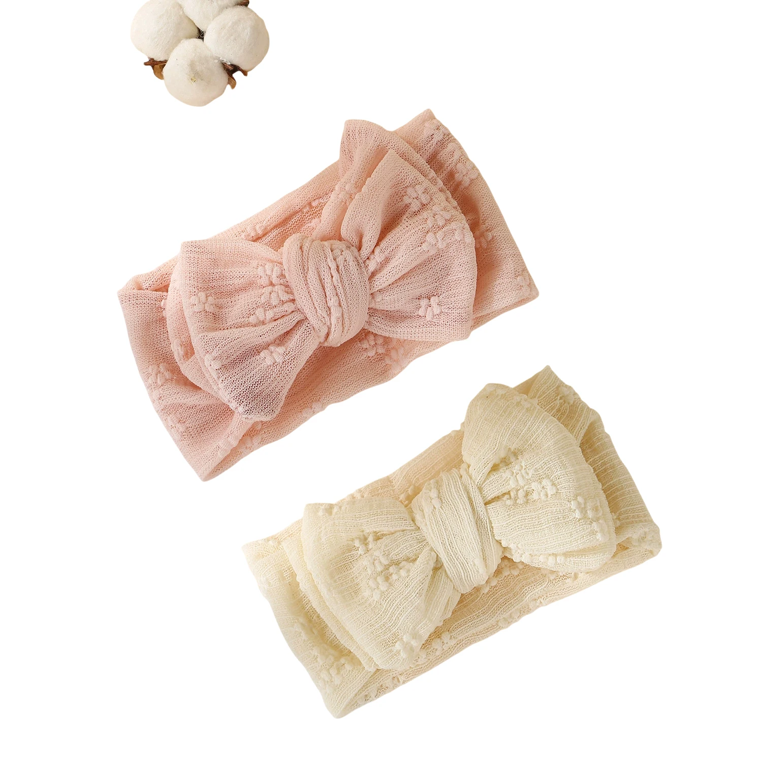 

2 Pieces Baby Lace Mesh Flower Headband Baby Double-Layer Butterfly Bow Breathable Elastic Headband