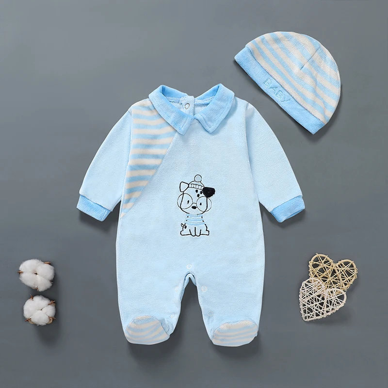 Newborn Baby Clothes 0 12Months One-pieces Romper Baby Girl Clothes Toddler boy Clothes One Piece Covered Cartoon Pattern Velvet