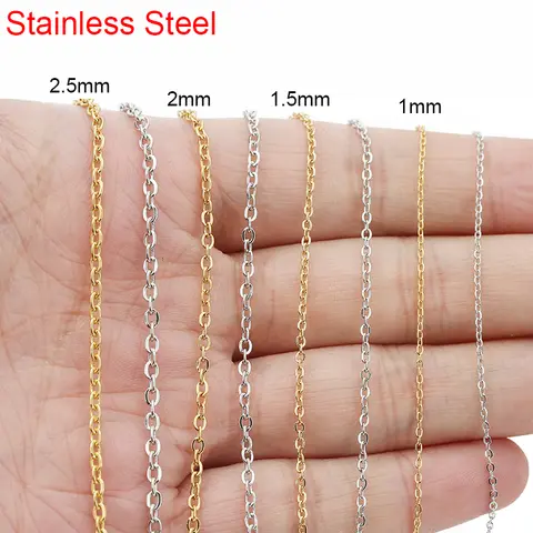 5 미터 스테인레스 스틸 링크 체인 대량 1 1.5 2 2.5mm 골드 컬러 목걸이 체인 Diy 팔찌 용품 보석 만들기
