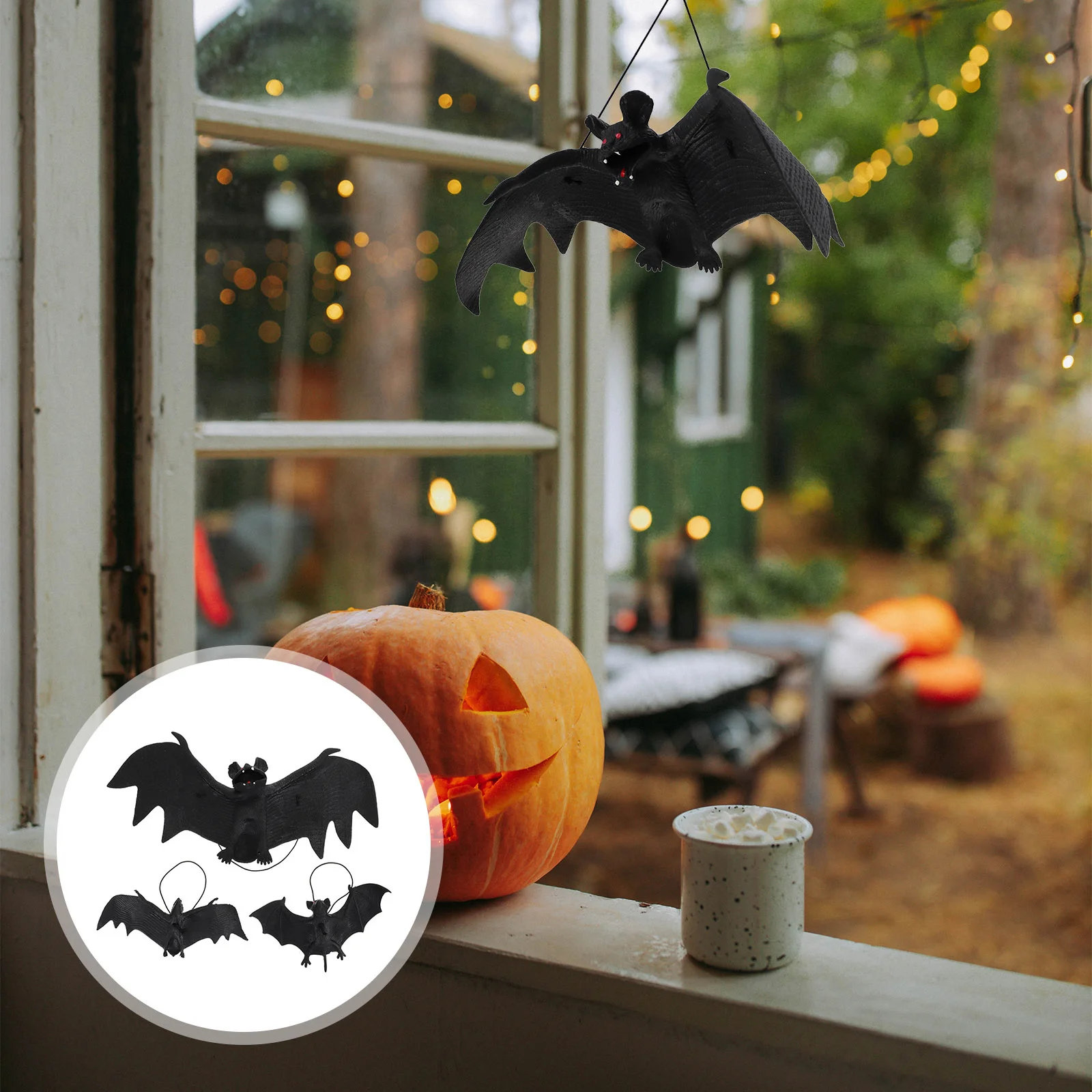 18 szt. Symulacja Gumowa Nietoperz Dekoracje na Halloween Wiszące Ozdoby Domowe Upominki na Festiwal Straszne Rekwizyty Łatwe w Użyciu