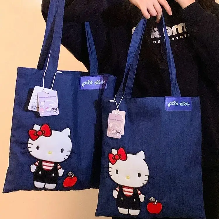 

2025 Hello Kitty аниме Kawaii Sanrio Ins модная сумка для хранения новый милый мультфильм большая вместительная холщовая сумка подарки для девочек