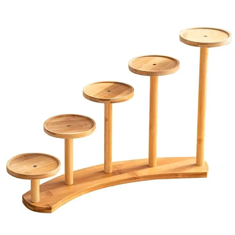 AS63-Bamboo Desktop Shelf Multi-Level Desk Organizer Cosmetic Trinket Display Rack For Indoor Potted Plants Jewellery