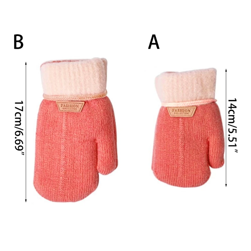 1-7Y Baby Boys Girls Winter Knitted Gloves Warm Rope Full Finger Thick Mittens Gloves for Children Toddler Kids Accessories