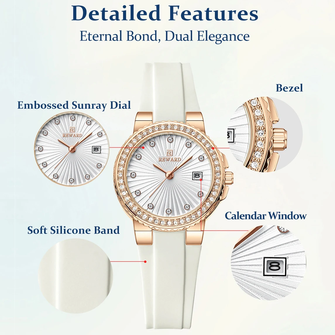 2025 مكافأة جديدة ساعة كوارتز نسائية حزام سيليكون موضة فاخرة التقويم المرأة ساعة ذهبية وردية بسيطة