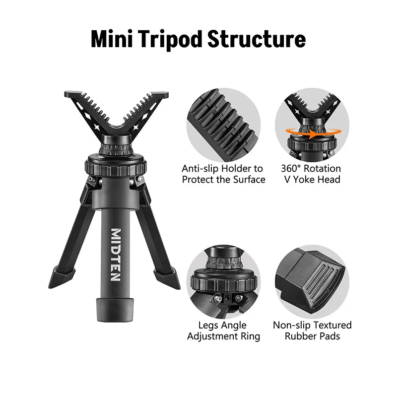 MidTen Tripod Rest Stand with 360° Rotate V Yoke Holder Portable Lightweight for Shooting Outdoor Height Adjustment