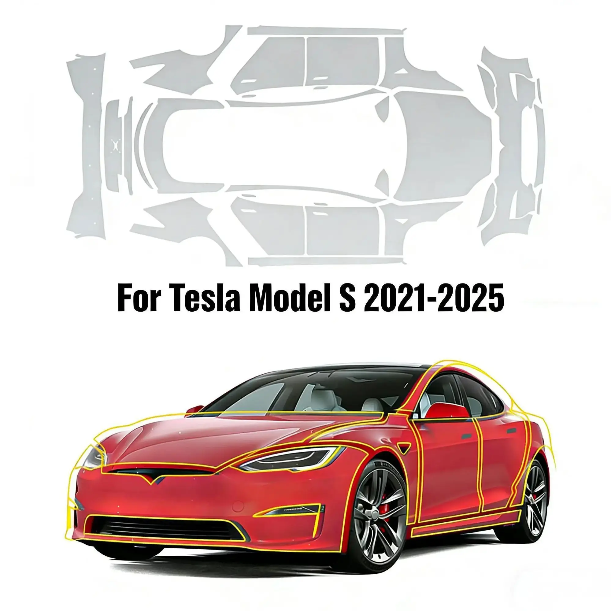 8.5Mil Pre-cut PPF For Tesla Model S 2021-2025 TPU Bumper Clear Paint Protection Film Scratch-Resistant Exterior Accessories