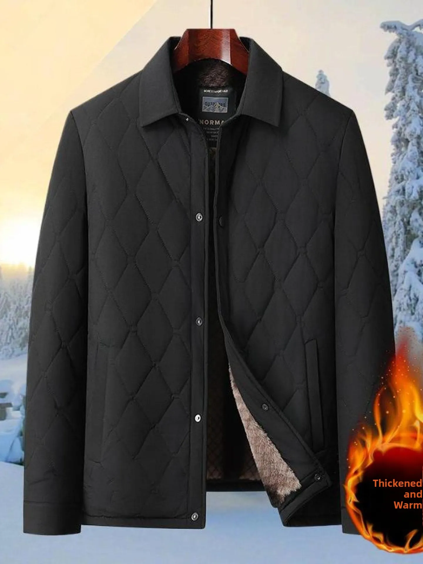 

Men's Winter Cotton Jaet Collared Lightweight Thiened Fce Lined Loose Fit Dad Sle Faion Urban Home Wear Coat