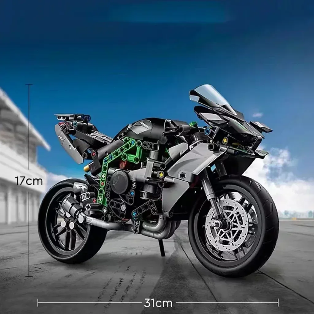 MOC جديد التقنية H2RMotorcycle اللبنات سرعة دراجة نارية سباق السيارات نموذج سيارة لعبة الطوب للأطفال الصبي الهدايا #6