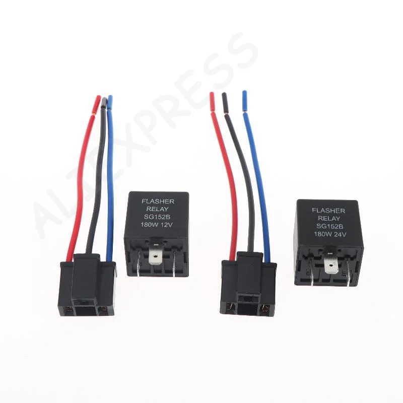 New 1Set 12V 24V Car Motorcycle Steering Relay Car Flasher Relay For Turn Signal Lights 3Pin LED Flasher Relay With Socket