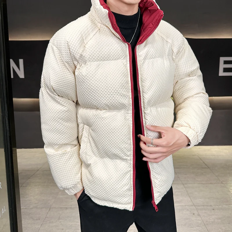 

Casual Warm Stand Collar Cotton-Padded Jackets 2025 Autumn Winter Windproof Parkas Youth High Street Thicken Top Coats Clothing