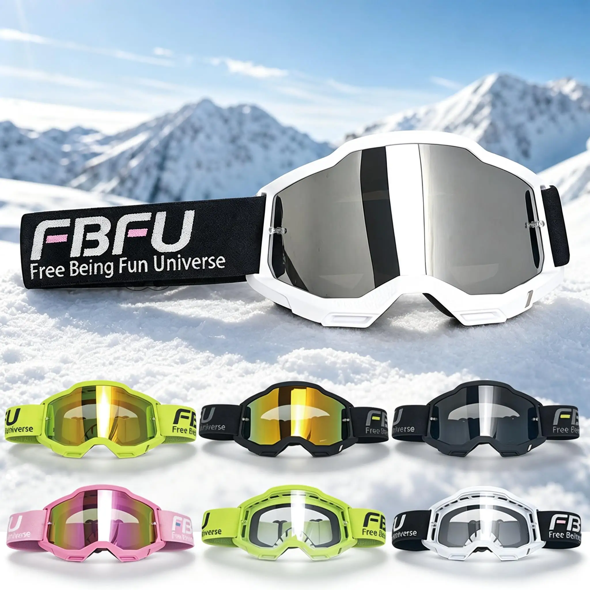 Panoramic Ski Goggles, Soft Foam Padding, Wind & Snow Proof, Clear Vision for Skiing, Night Snow Sports