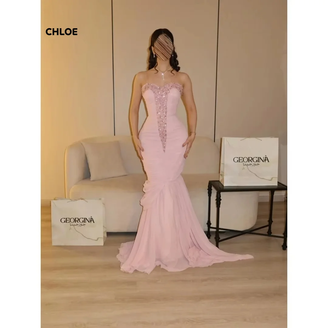 

Роскошное элегантное вечернее платье «Русалка» для женщин, на заказ, розовое, без рукавов, блестящее, шикарное, для свадьбы