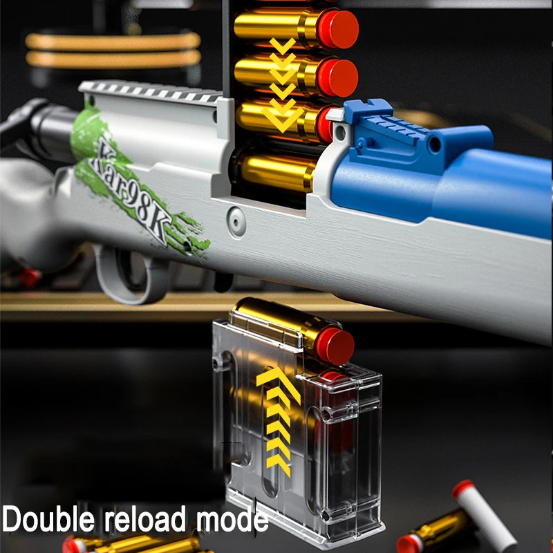 98k Obere Druck Shell Auswurf Awm Weiche Kugel Pistole Kann Scharfschützengewehr Junge Outdoor Kampf Spielzeug Pistole 98k Ziehen und Last