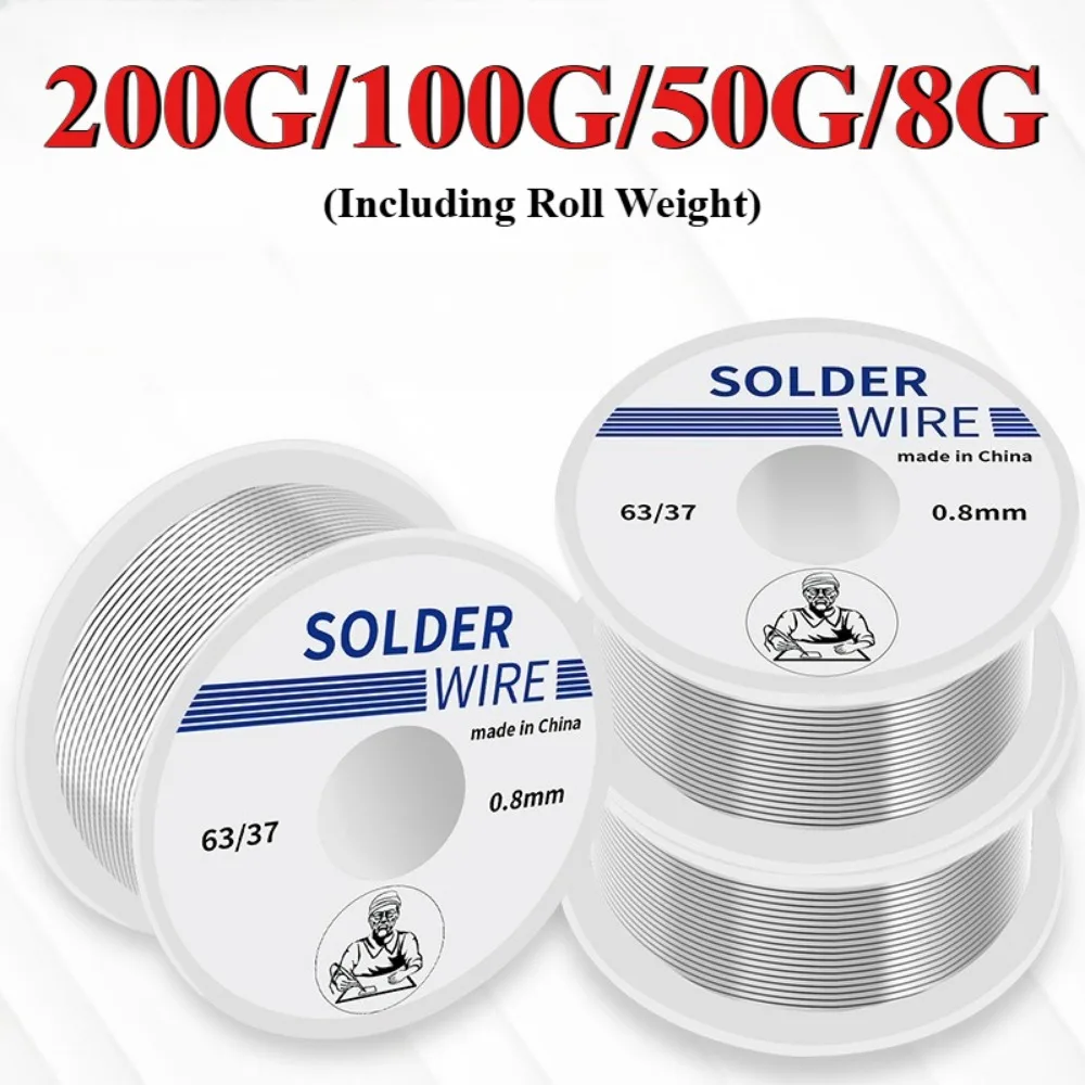 8 جرام 50 جرام 100 جرام 200 جرام عالية النقاء سلك لحام ضياء 0.6/0.8/1/1.2 مللي متر القصدير الصنوبري الأساسية لحام سلك لحام لحام كهربائي