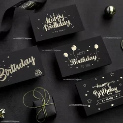 Black Birthday Greeting Card Bronzing Invitations Postcard Wishes Blessing Message Cards Small Card Blank with Envelope Greeting