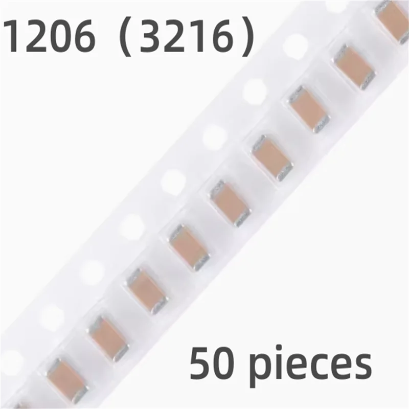 50PCS Chip ceramic capacitor package 1206 25v Chip capacitor 10NF 104K 22 33 470P 1UF 2.2 4.7U 105 106 47UF