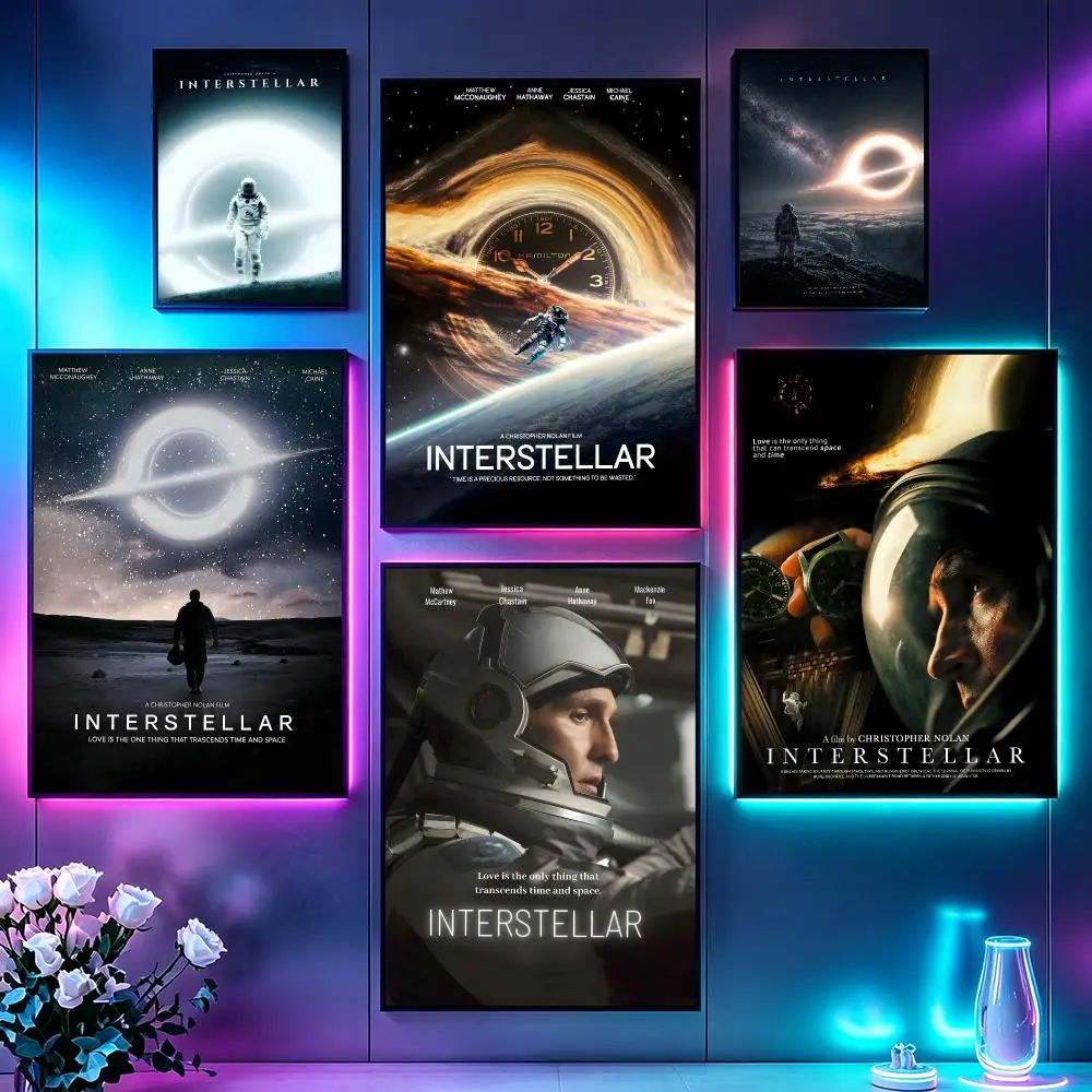 Movie InterstellarS Poster Poster Sci Fi Cyberpunk HD Self Adhesive Wall Print Futuristic Home Game Room Decor Gift
