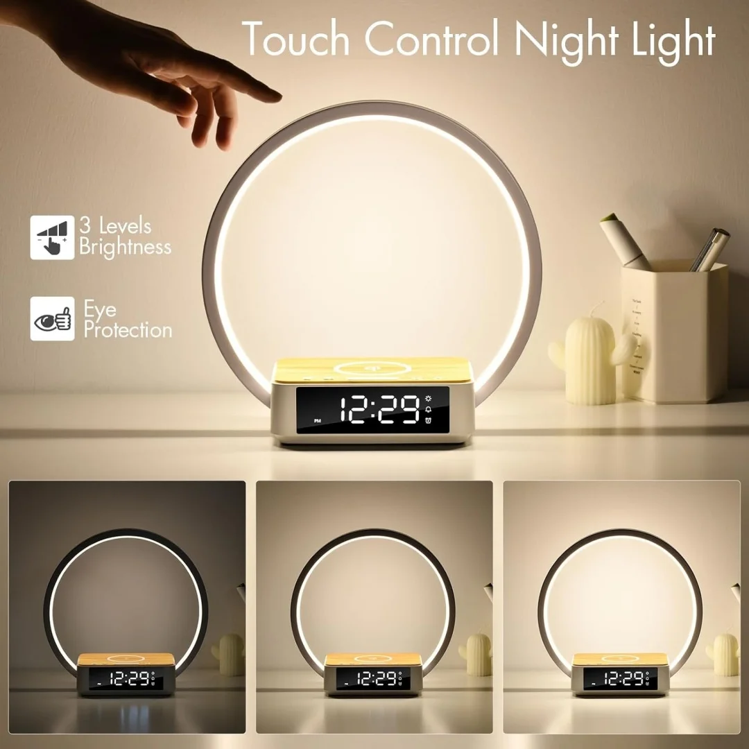 WILIT Touch Bedside Lamp with 3-Speed Dimming Night Light Qi Wireless Charger for Living Room Bedroom Children's Room Desk Lamp view 4