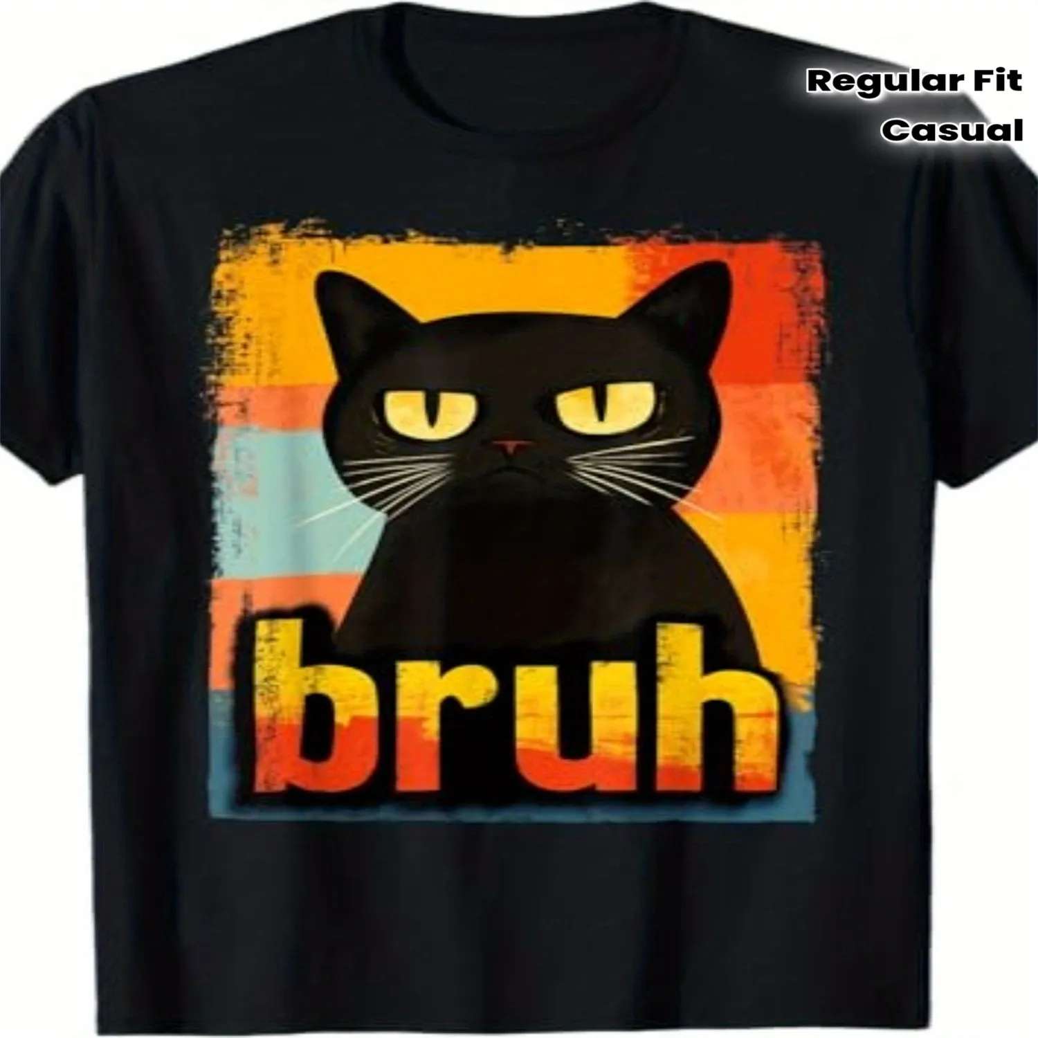 Humorous Graphic Tee Featuring a Blue Cat in Internet Slang, Designed for Teenage Boys And Men It Has a Round Neck, Short Sleeves, And a Regular Fit, Making It a Casual Top That'S Slightly Stret gift for men, everyday wear tee
