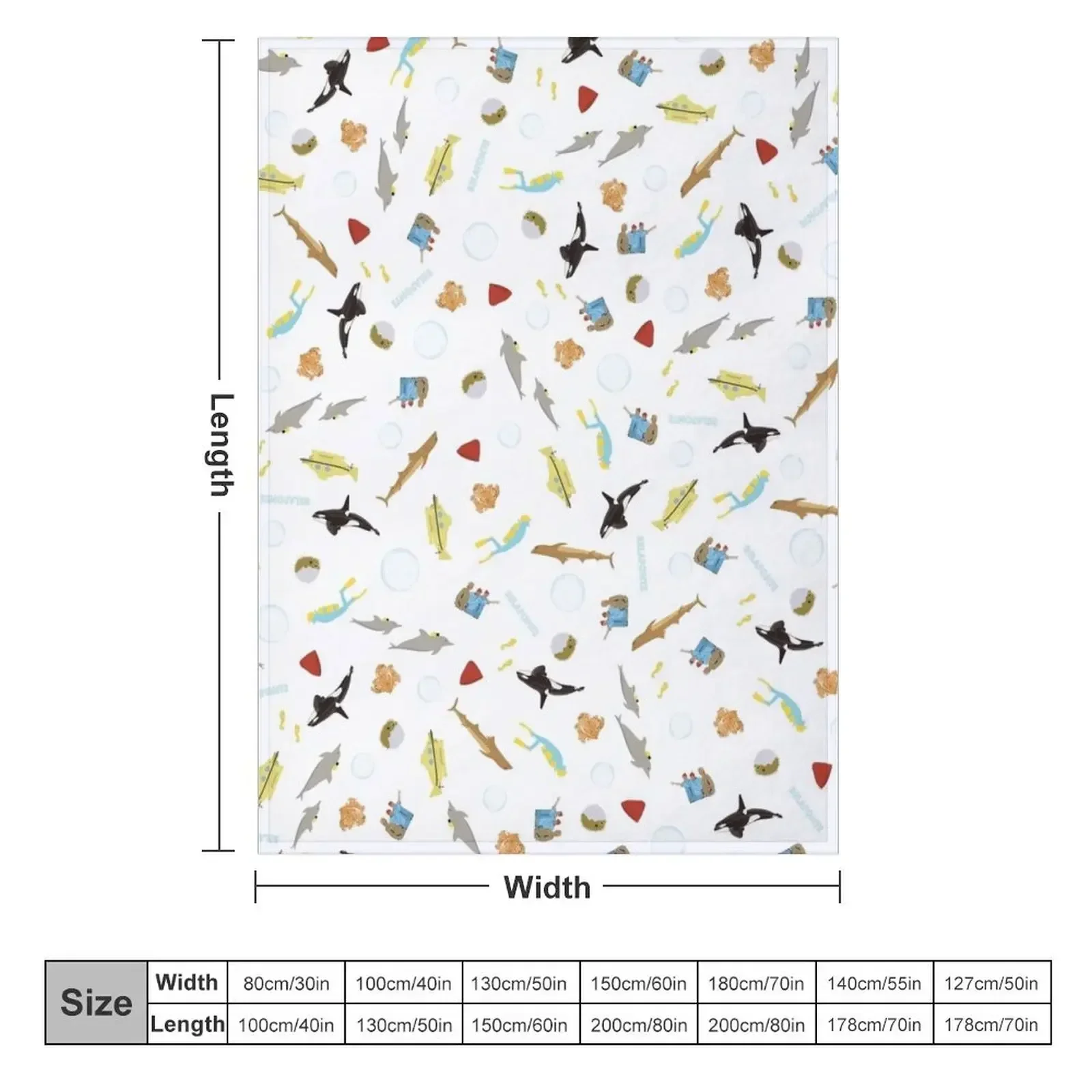The Life Aquatic with Steve Zissou: Repeat Pattern Throw Blanket Soft Big Vintage Luxury Single Tourist Blankets