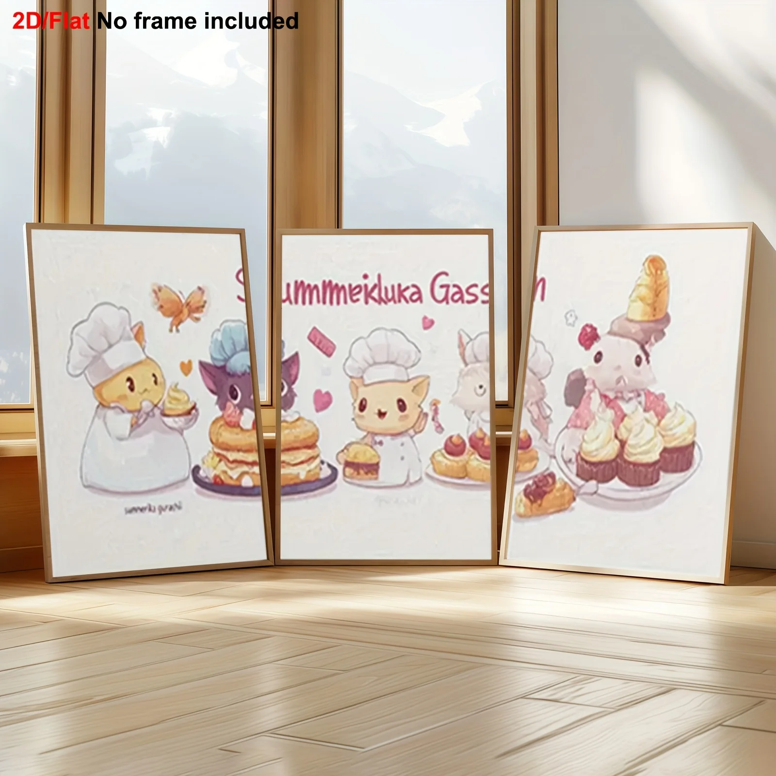 3 шт., декоративные картины для гостиной, 2D безрамное холст, качество изображения высокой четкости, 3 очаровательных аниме-холста с медведем Pri