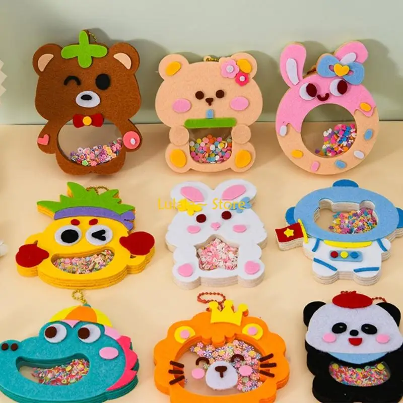 Y4QA Niet-geweven stof Dierenhanger Knutselsets Maken Set voor peuter Vroeg educatief speelgoed Handgemaakte hangende decoratie