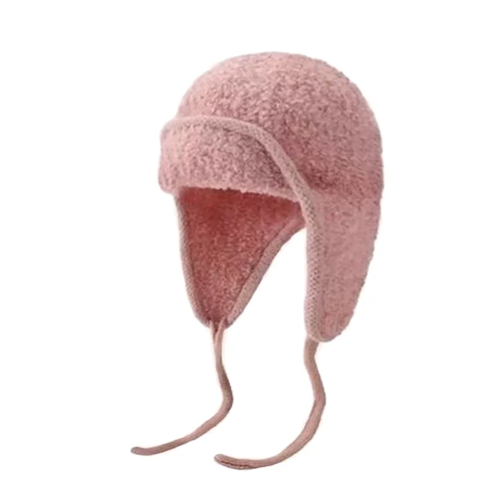 

Fashion Teddy Fleece Winter Plush Hat Thickened Ear Protection Bonnet Caps Windproof Warm Woolen Crochet Bonnet Women