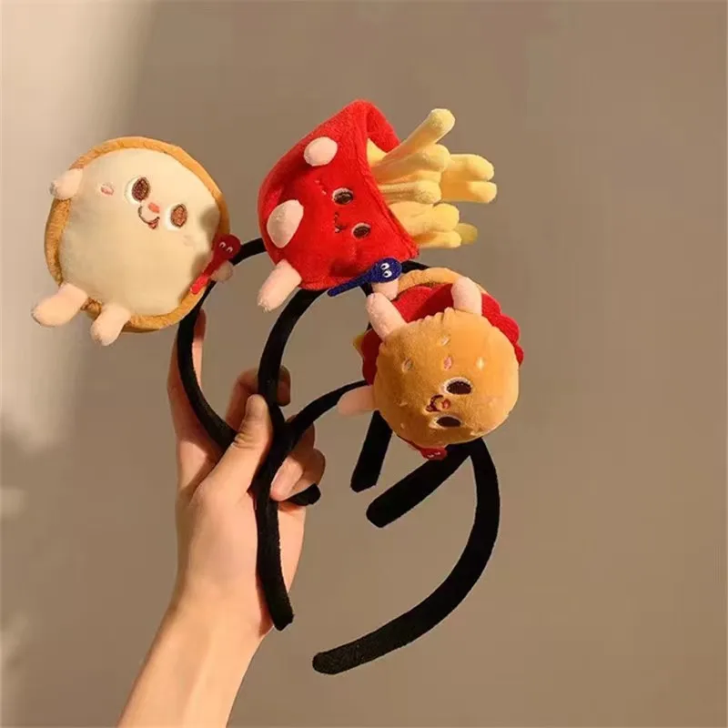 Cartoon plush hot dog hairband French fries hamburger personalized hairband big chicken leg toast hair accessories