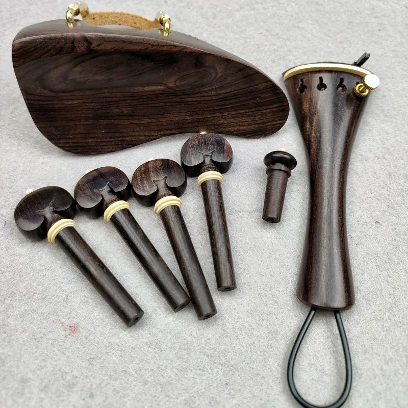 1 Set Baroque Violin Fittings Parts,4/4 Size Chin Rest Brecket Tailpiece Gut Pegs Endpin Cork,Fiddle Violin Accessory