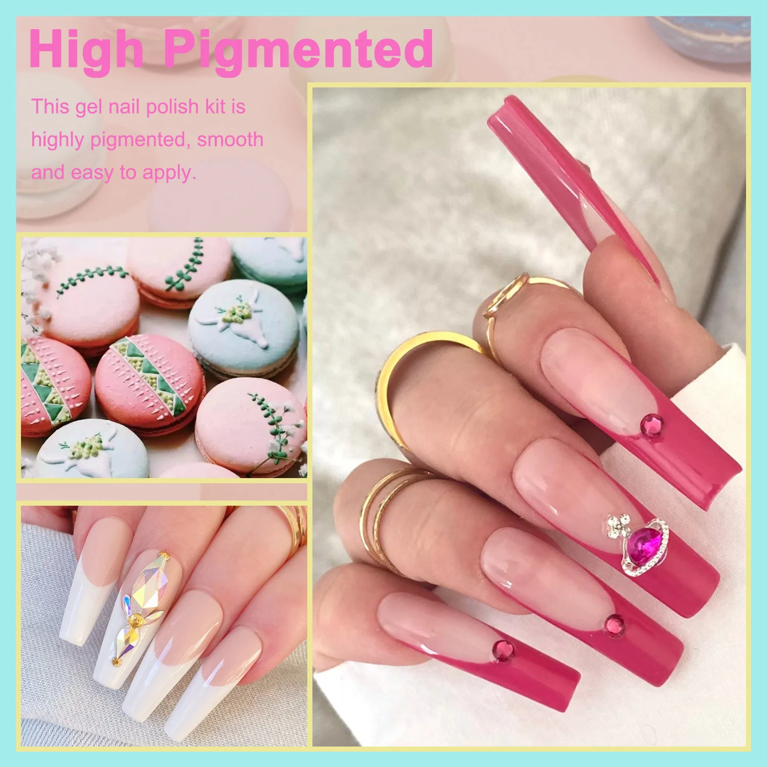 女性用ジェルネイルポリッシュキット,トップコート,サロンデザイン,マニキュアギフト,27の鮮やかな色,青,ピンク,紫,30個