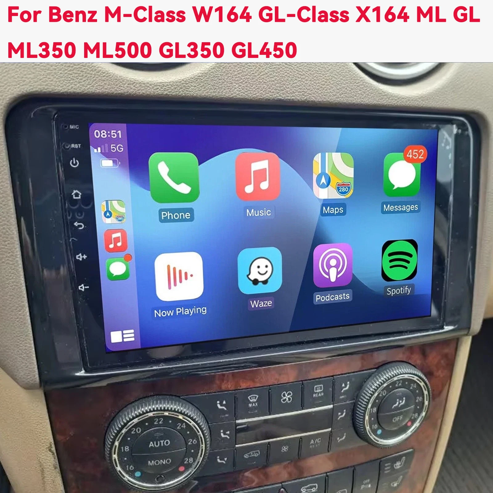 

9"Inch Car Radio For Benz M-Class W164 GL-Class X164 ML GL ML350 ML500 GL350 GL450 Android 16 Carplay Auto WiFi GPS Navigation
