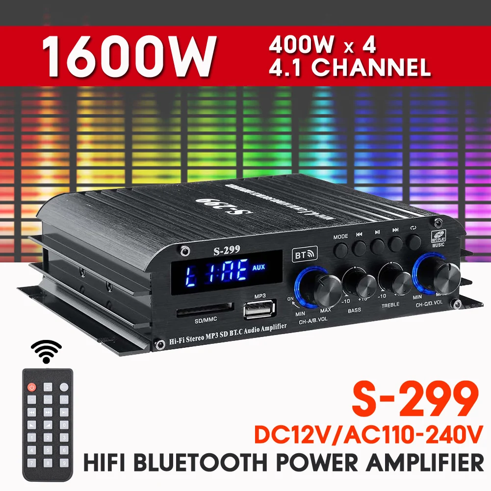 Amplificatore Audio S-299 4x400W: La Soluzione Perfetta per il Sistema Home Theater e Karaoke a Prezzo Accessibile
