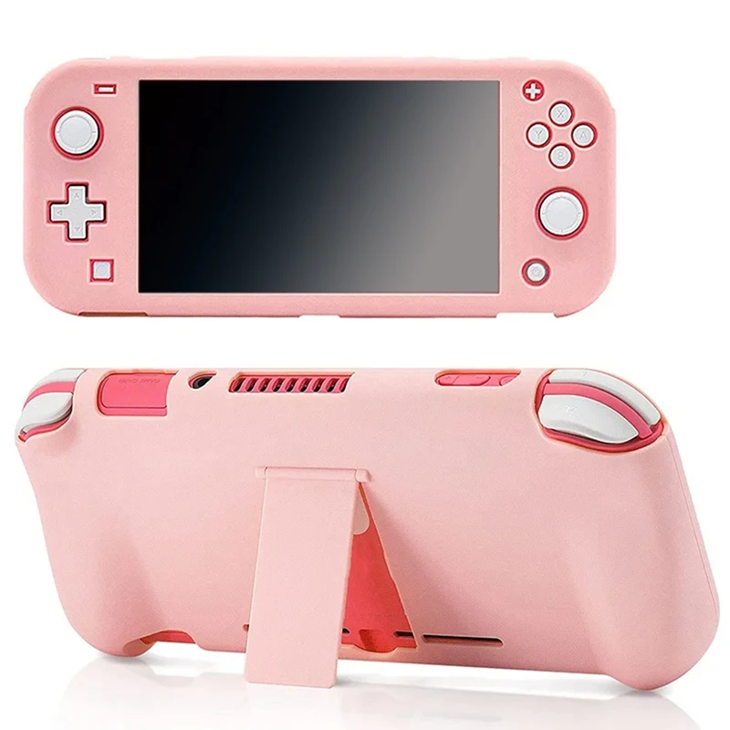 Étui de protection rose pour console de jeux Nintendo Switch Lite avec support, étui rigide, support de déclinaison