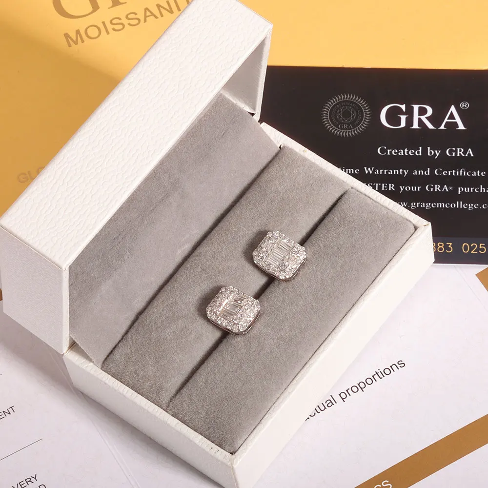 ICEBLING GRA VVS Orecchini rettangolari Taglio smeraldo Moissanite Diamante Orecchini in argento 925 per gioielli di fidanzamento da donna