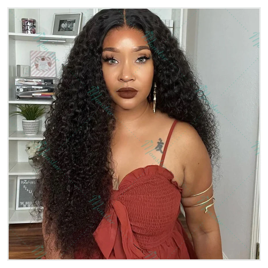 300% Density Kinky Curly Wigs Human Hair 13x4 13x6 HD Lace Front Human Hair Wig Raw Hair 360 Lace Front Wig Human Hair
