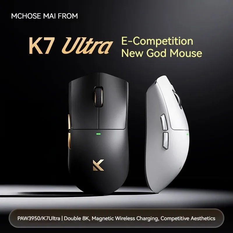 

Mchose K7 Ultra Mouse, 3 режима, легкая мышь для киберспорта, беспроводная игровая мышь PAW3950, 8k приемник, игровая мышь для настольного компьютера