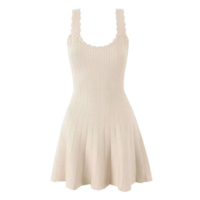 YENKYE 2025, Damen-Kleid mit O-Ausschnitt, ärmellos, A-Linie, schmale Strickkleider, lässiges Herbst-Tank-Minikleid