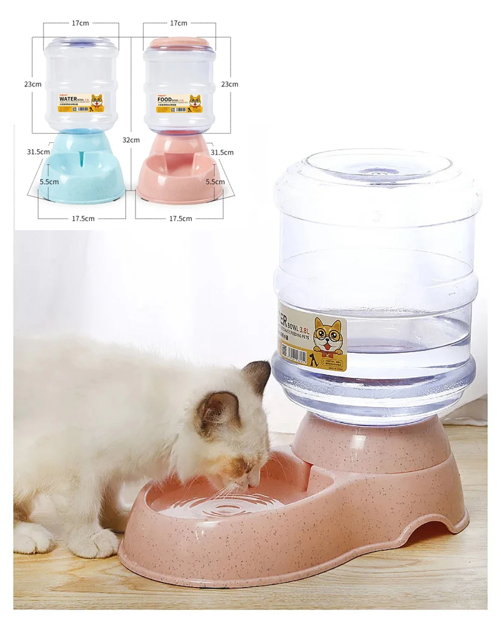 

Large Capacity Pet Feeder Small Dog Food Bowl Automatic Water Dispenser Cat Feeder Drinking Bowl Pet Feeding Drinker Water Bowl