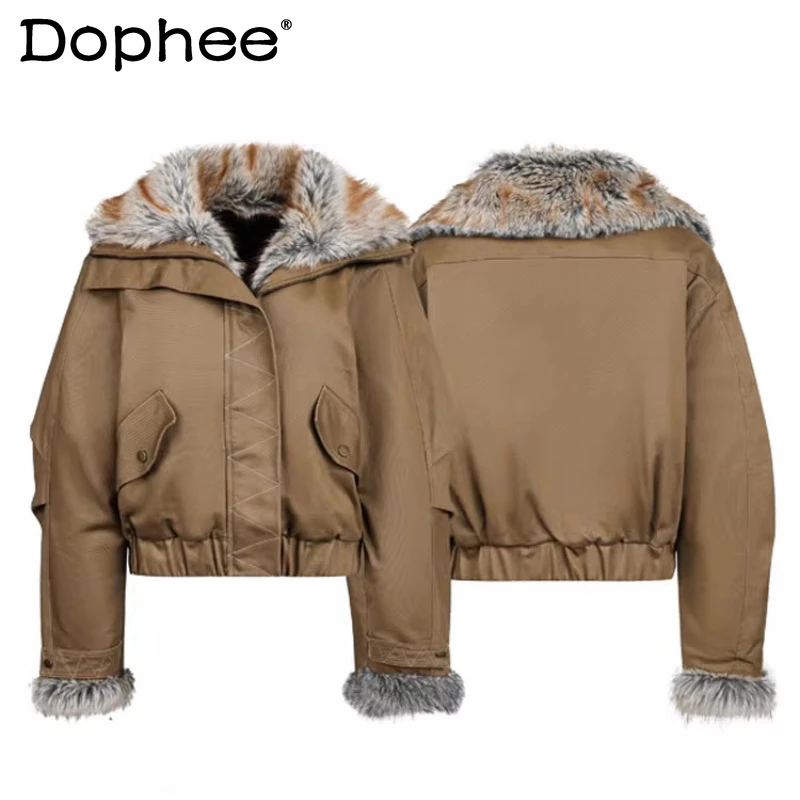 

Модные куртки с воротником из искусственного меха, парки для мужчин и женщин, зима 2025, новые свободные утолщенные теплые пальто, пара курток с длинными рукавами