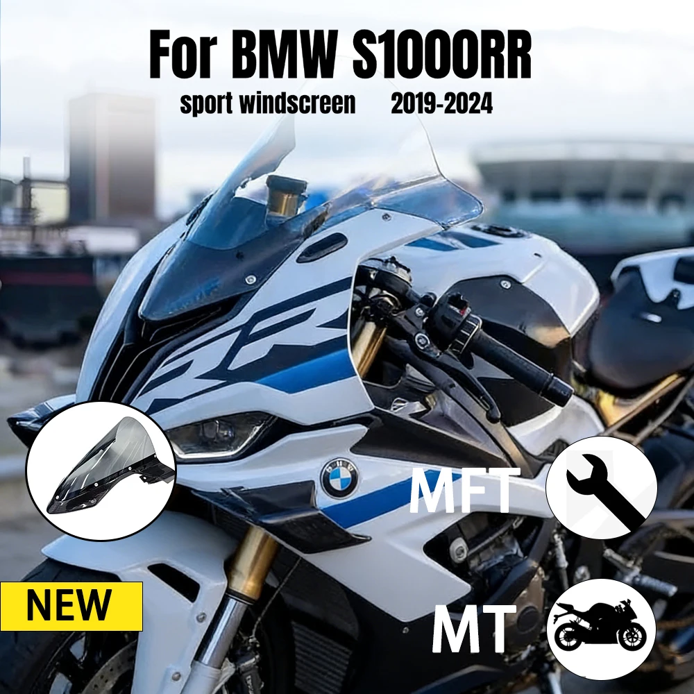 

For BMW S1000RR 2019-2024 Carbon fiber Motorcycle Windshield Heighten Windscreen Enlarge Wind Spoiler Cover Fairing Windscreen