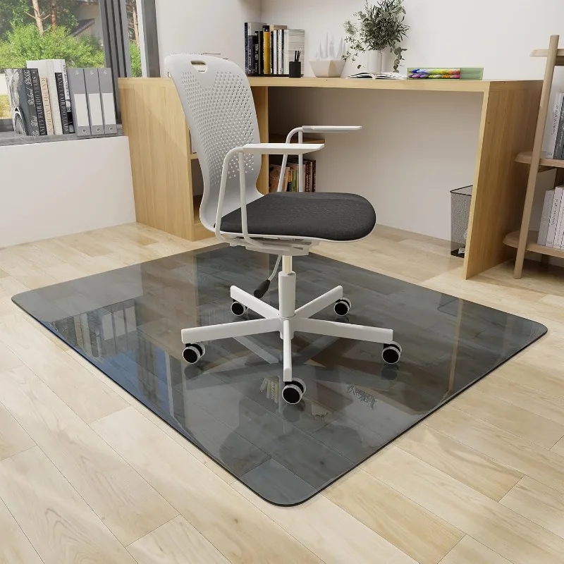 Office Chair Mat, 46" x 55" Tempered Glass Floor Mat for Office Chair on Carpet, 1/5" Thick Computer Floor Mat