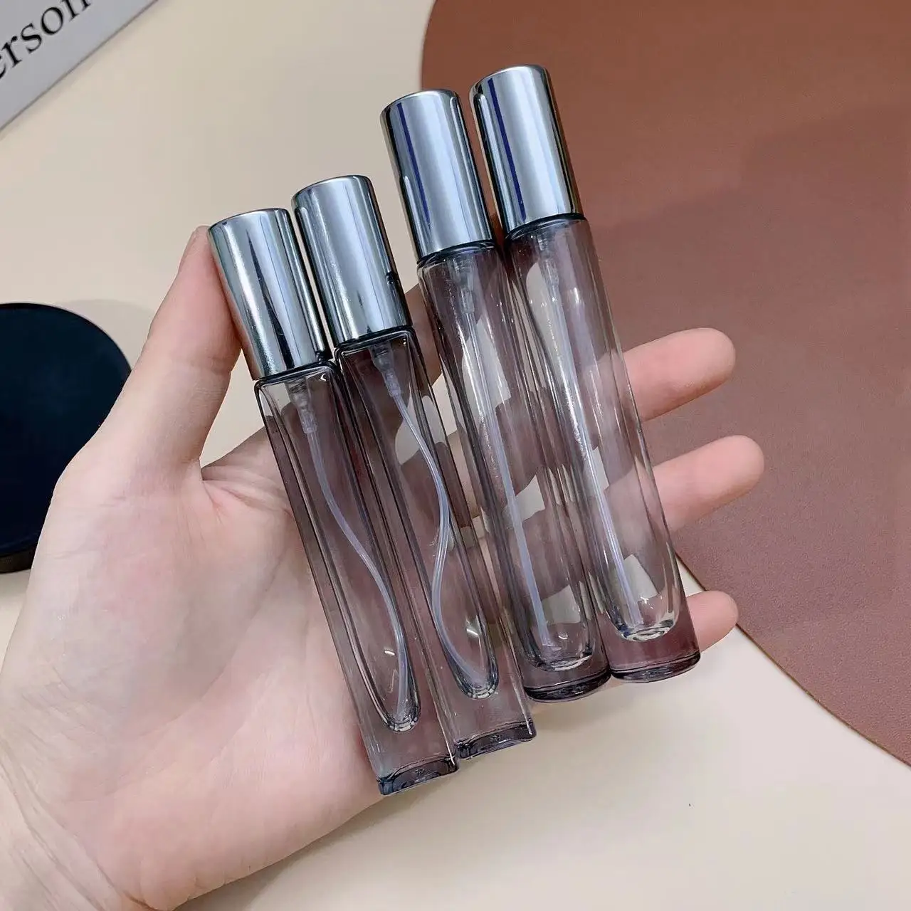 New 10ml Portable High-End Glass Refillable Perfume Bottle Spray Pump Empty Cosmetic Containers Atomizer Sample Vials For Travel