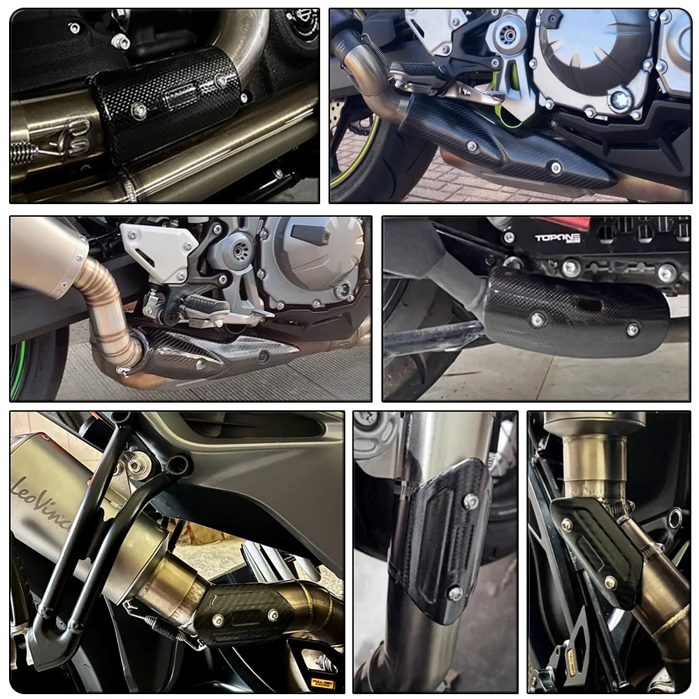 MRRANGT Universal Motorcycle Exhaust Pipe Cover Heat Shield Cover Muffler Link Pipe Protector Guard Anti-scalding view 3