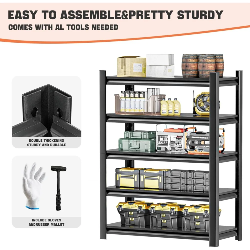 رفوف جراج 72 بوصة ارتفاعًا، وحدات أرفف تخزين شديدة التحمل 3000 قطعة، رفوف معدنية قابلة للتعديل مكونة من 5 طبقات سهلة التجميع #4